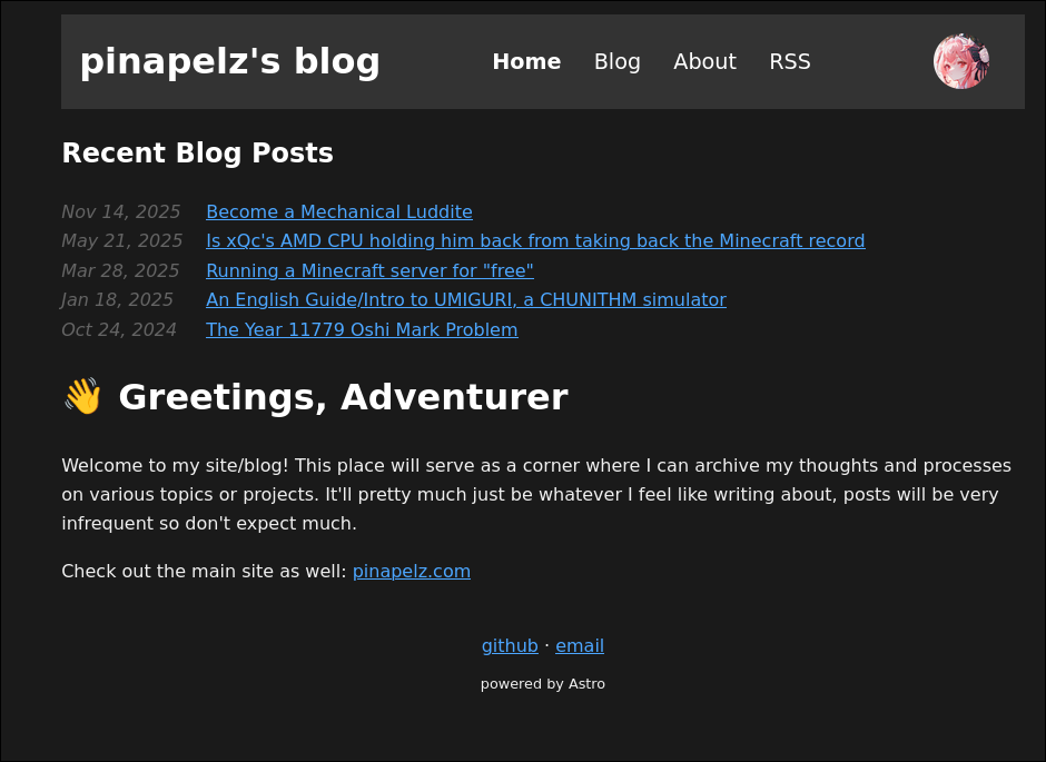 Personal Blog Site Screenshot