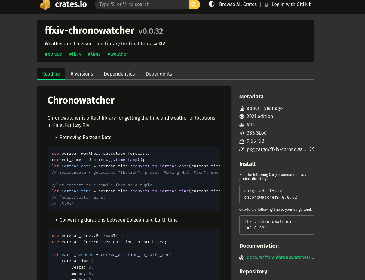 Crates.io FFXIV-Chronowatcher